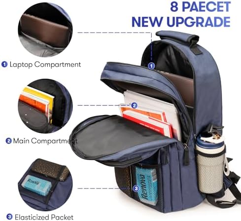 College Laptop Backpack, 17 inch Carry on Backpack Flight Approved. Large Capacity Design Can Accommodate Personal Item, Travel Clothes and Daily Books. Blue - Image 3