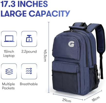 College Laptop Backpack, 17 inch Carry on Backpack Flight Approved. Large Capacity Design Can Accommodate Personal Item, Travel Clothes and Daily Books. Blue - Image 4