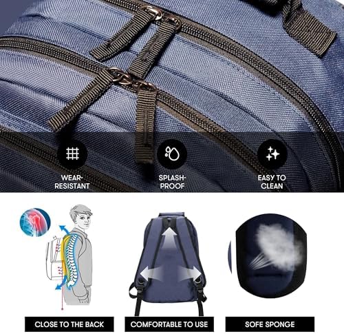 College Laptop Backpack, 17 inch Carry on Backpack Flight Approved. Large Capacity Design Can Accommodate Personal Item, Travel Clothes and Daily Books. Blue - Image 6